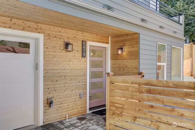 a front view of a house with a door