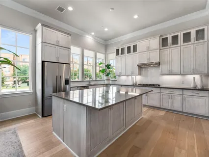 a kitchen with counter top space