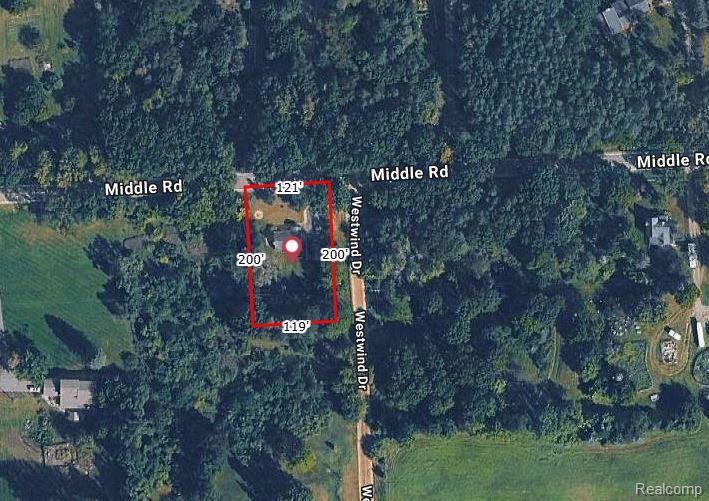 1405 Middle Road Highland, MI 48357 - Photo 3 of 18 Aerial Property Survey. Outlining the boundaries and dimensions of the property
