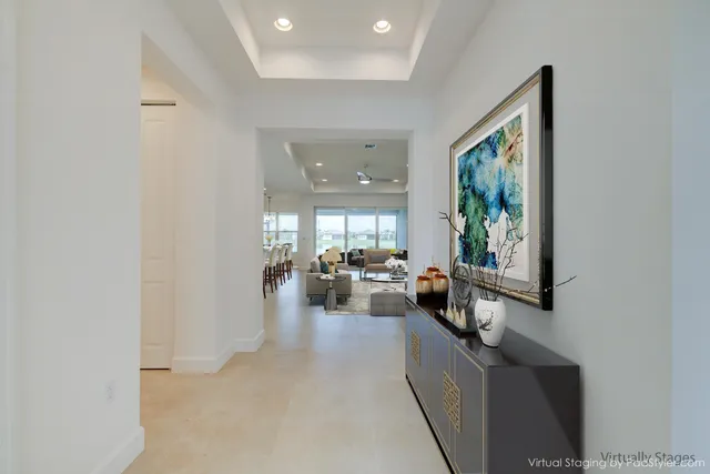 a view of an empty room with glass door