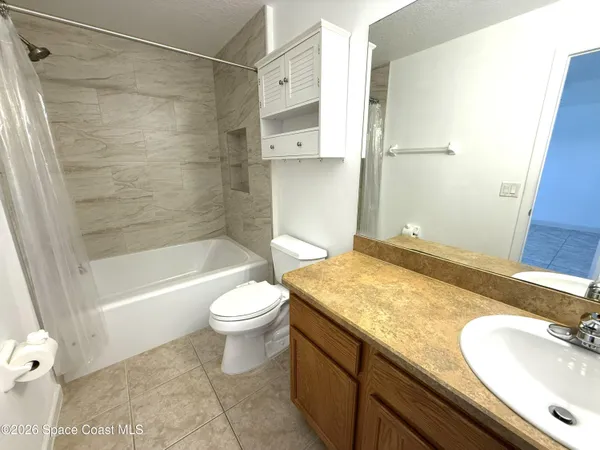 a bathroom with a bathtub