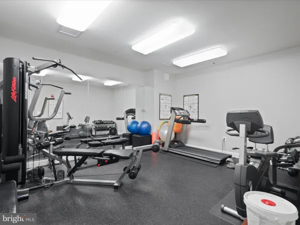 a view of a room with gym equipment