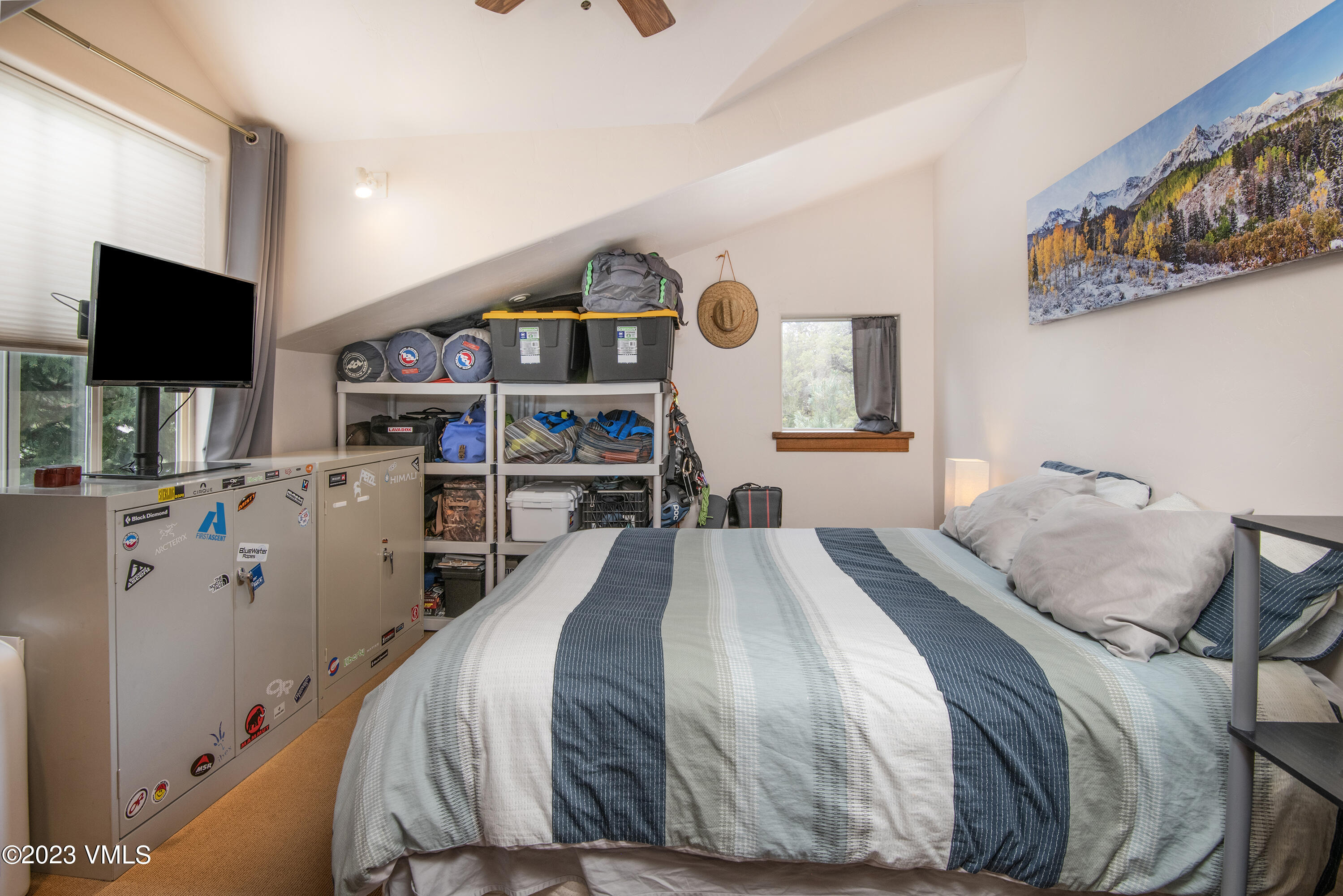 686 Mesa Drive Eagle, CO 81631 - Photo 64 of 73 a bedroom with a bed and a flat screen tv