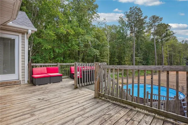 a view of a wooden deck