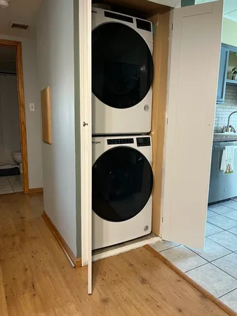 a utility room with dryer and washer