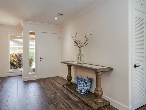 a living room with wooden floor