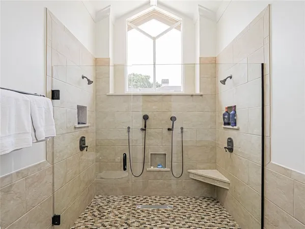 a bathroom with a shower