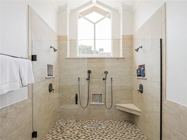 a bathroom with a shower