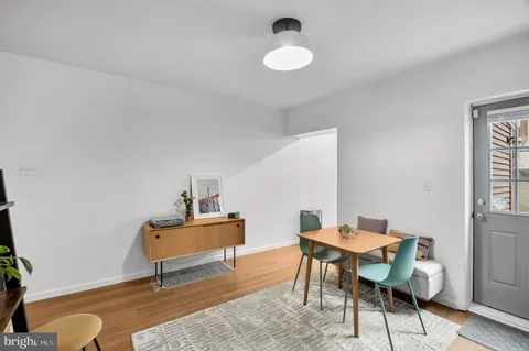 a workspace with furniture and window