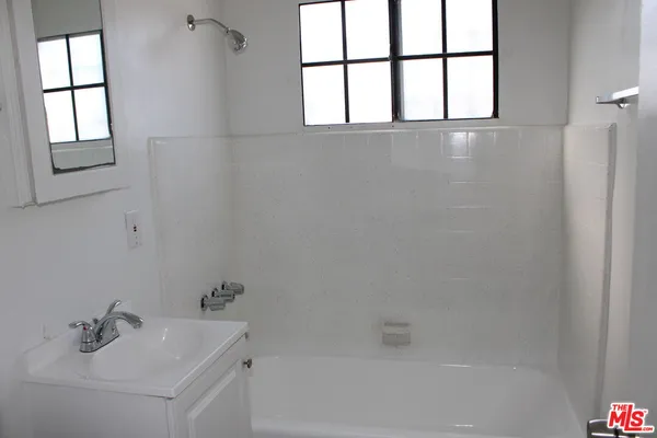 a bathroom with a bathtub