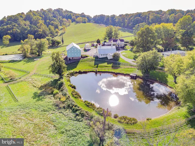 a aerial view of a house with garden