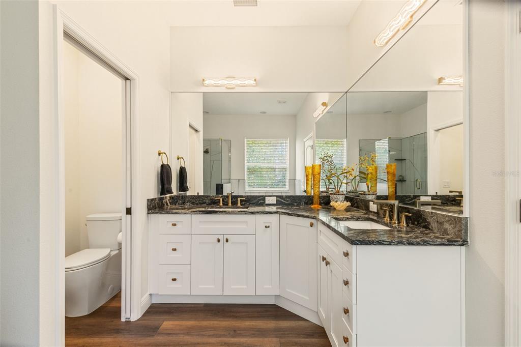 6206 Five Acre Road Plant City, FL 33565 - Photo 17 of 33 a spacious bathroom with a granite countertop sink and a mirror