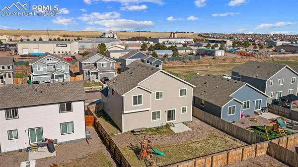 an aerial view of a house