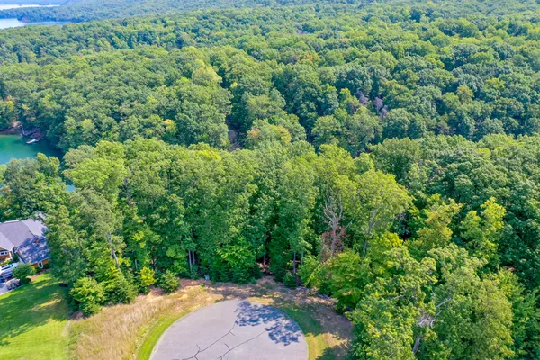 a view of a garden with a building