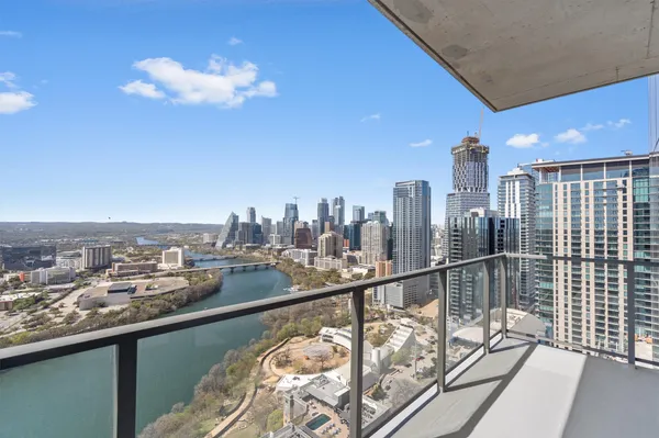 a view of a city from a balcony