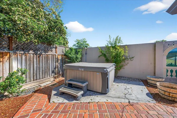 a view of sitting area in the backyard