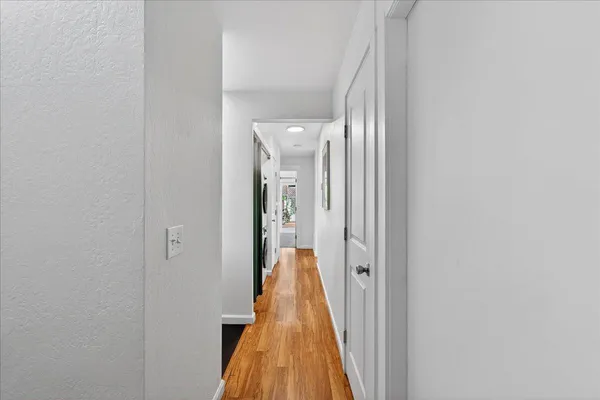 a view of a hallway with a small space