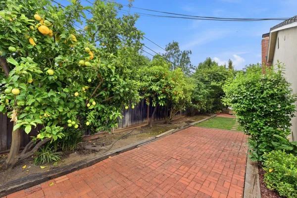 a backyard of a house with lots of green space