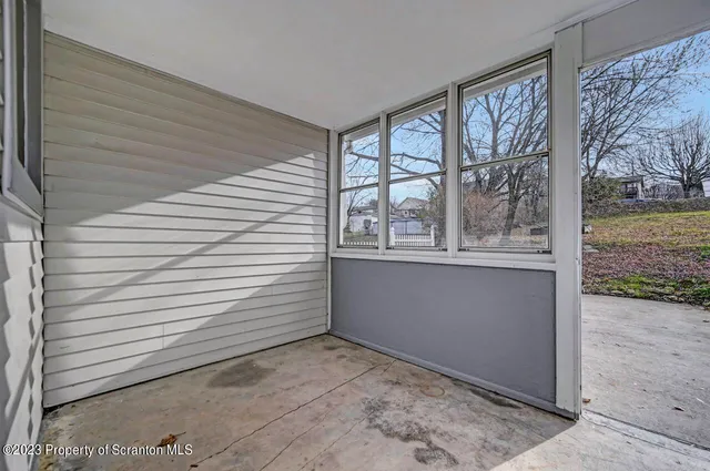 a view of a house with white door