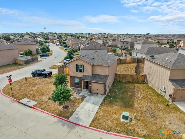 an aerial view of a house