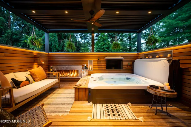 an aerial view of a city and mountains