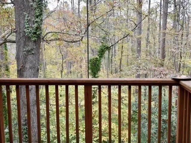 a view of trees and trees in a balcony