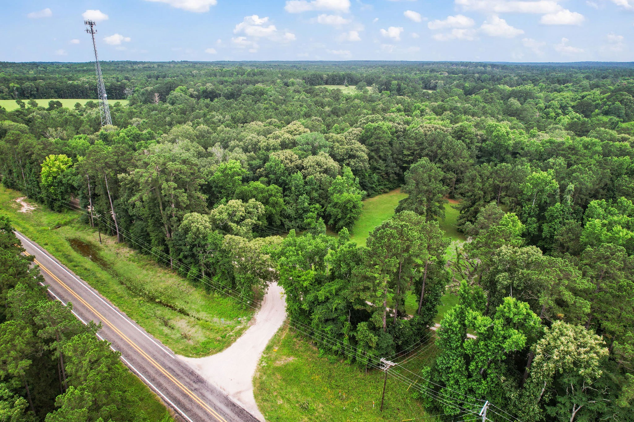 Tbd Ryan Ferry Road Point Blank, TX 77364 - Photo 4 of 34 an aerial view of residential houses with outdoor space and trees