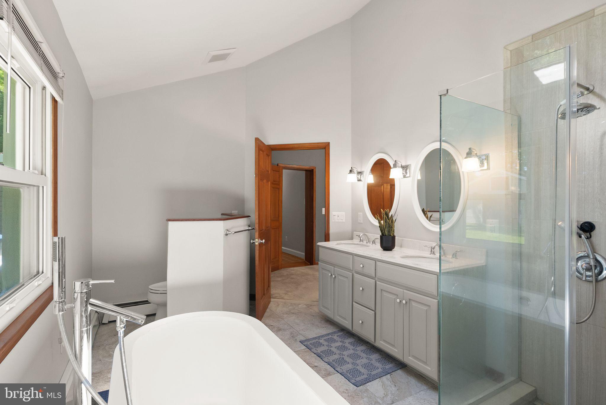 815 Seneca Road Great Falls, VA 22066 - Photo 29 of 61 a bathroom with a toilet a sink and mirror