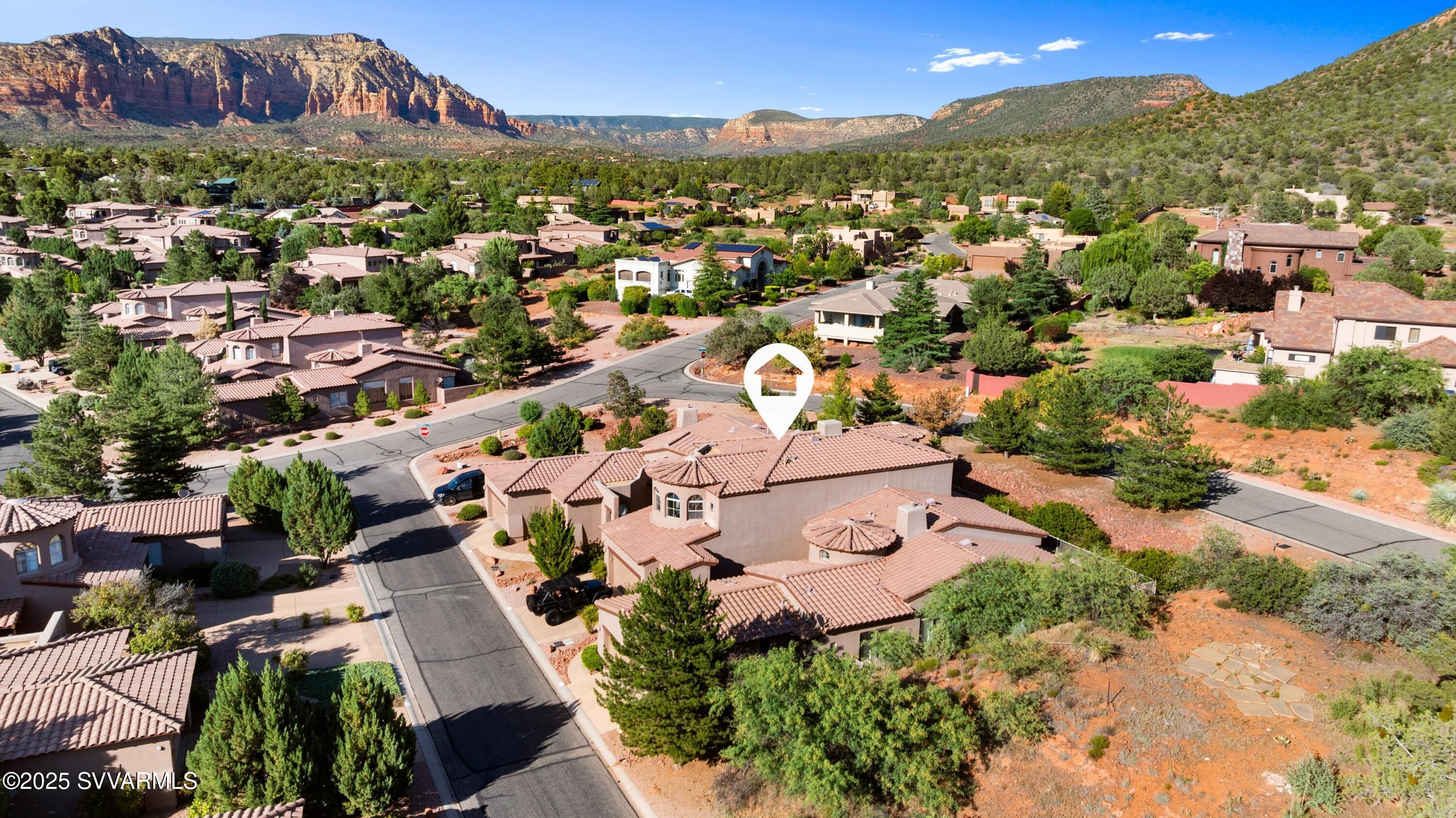 35 Rio Sinagua Sedona, AZ 86351 - Photo 63 of 67 an aerial view of a house with a garden