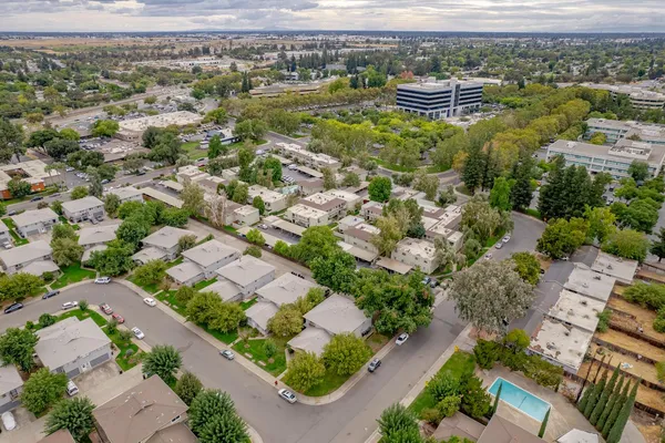 an aerial view of multiple house