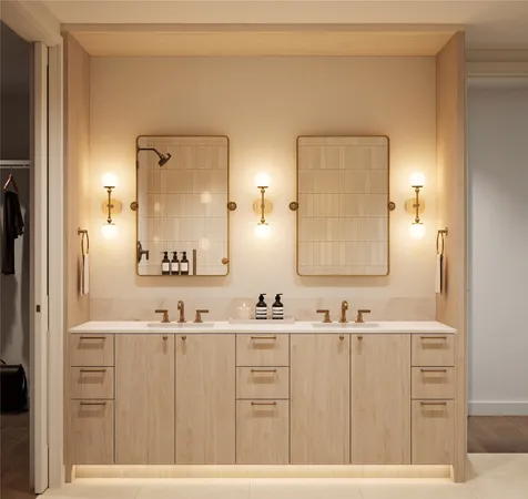 a bathroom with a sink a mirror and a