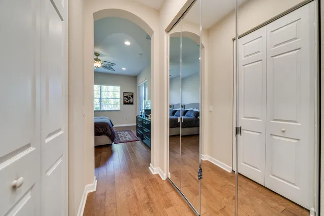 wooden floor and dining room with furniture