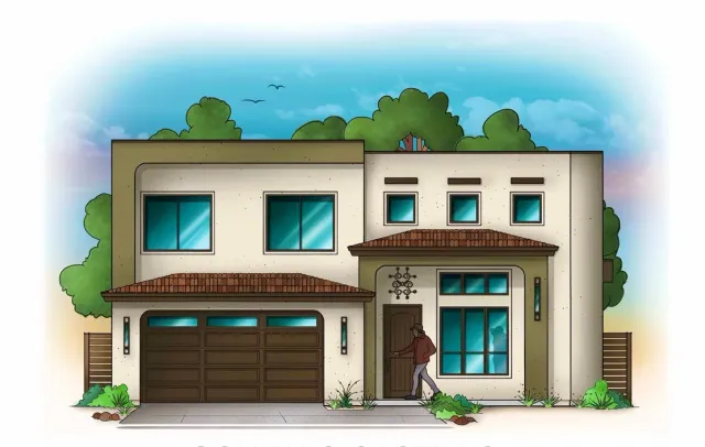 a front view of a house