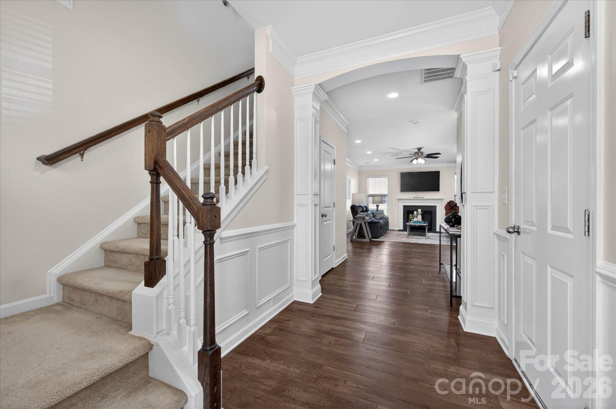2032 Pinyon Lane Lancaster, SC 29720 - Photo 9 of 44 a view of a hallway view with wooden floor and staircase