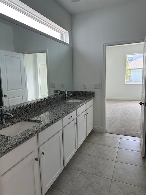 19044 Blueleaf Street Orlando, FL 32827 - Photo 28 of 42 a bathroom with a granite countertop sink and mirror