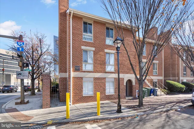 a front view of a building with street