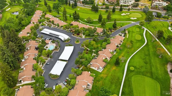 an aerial view of a residential houses