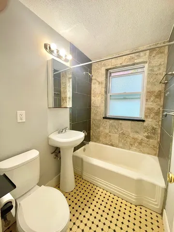 a bathroom with a toilet a sink and bathtub