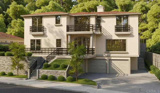 front view of a house with a street