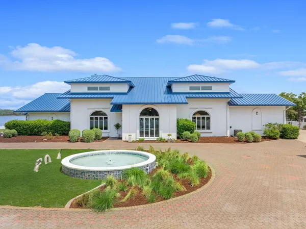 a view of a lake with a city view