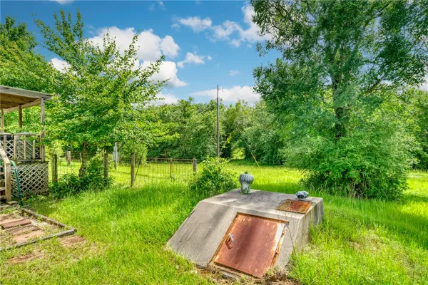 a view of a garden with a yard