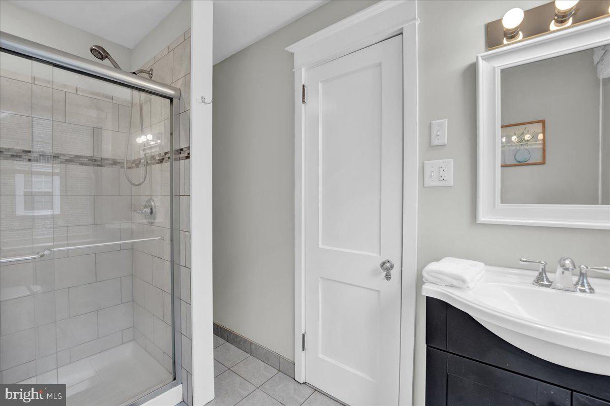 209 Hewett Road Wyncote, PA 19095 - Photo 28 of 36 a bathroom with a shower sink and mirror