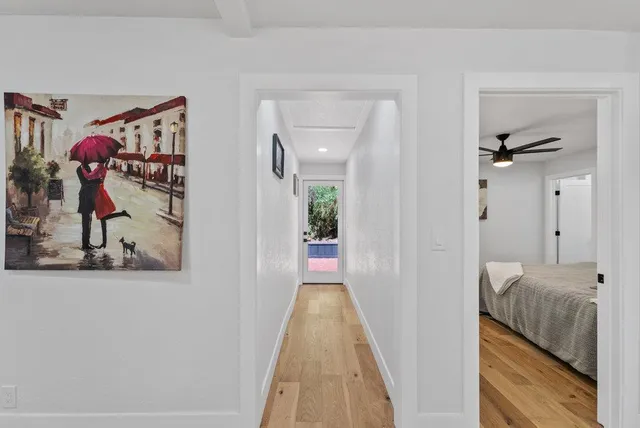 a view of a bedroom from hallway