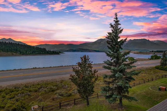 a view of lake with mountain