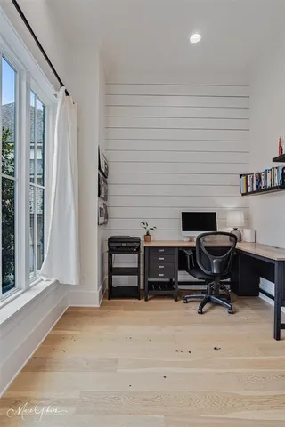 a workspace with furniture