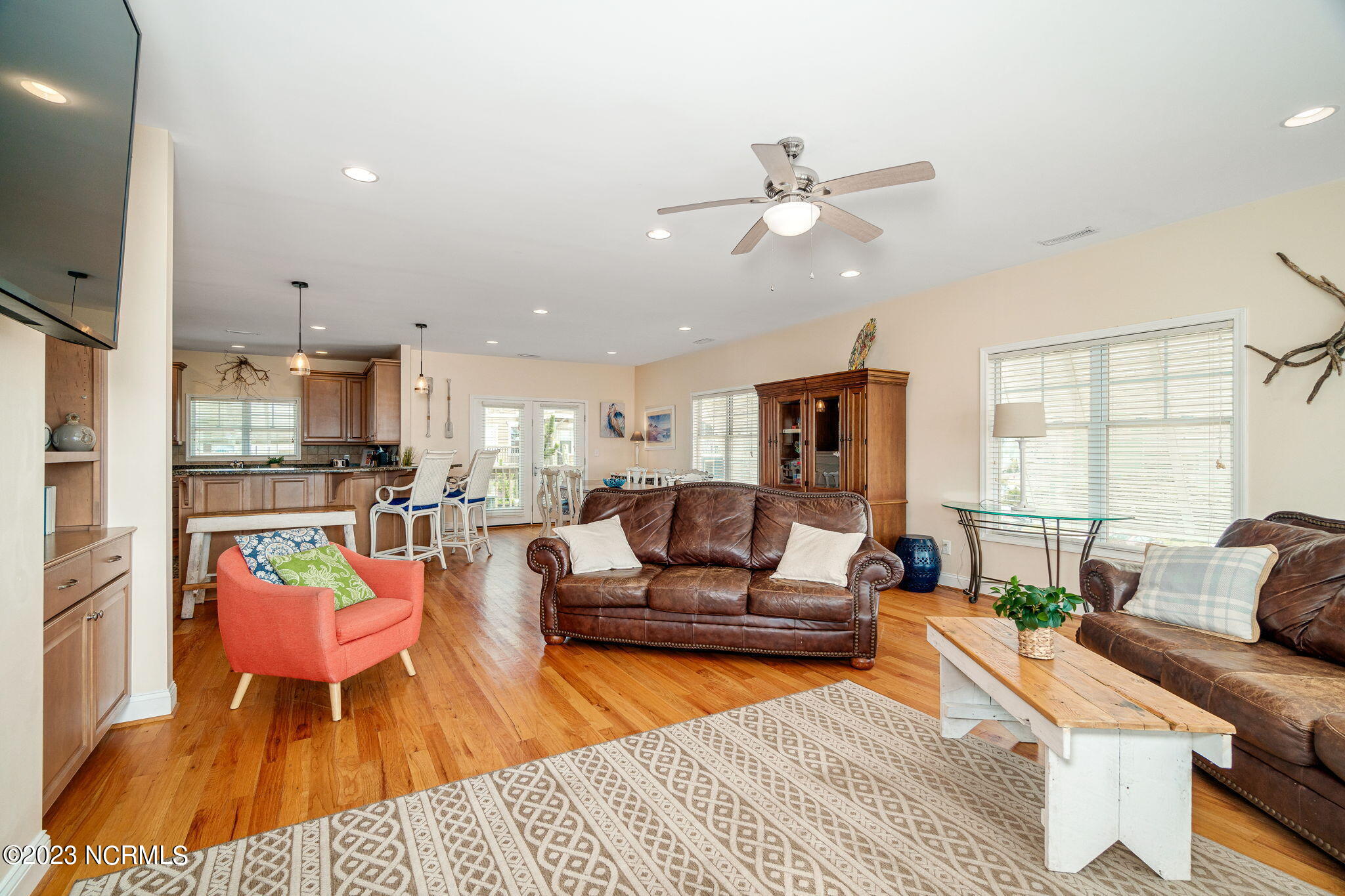 200 Ocean Boulevard Atlantic Beach, NC 28512 - Photo 13 of 75 Open living room w/ fireplace & views