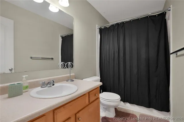 a bathroom with a sink vanity mirror and toilet