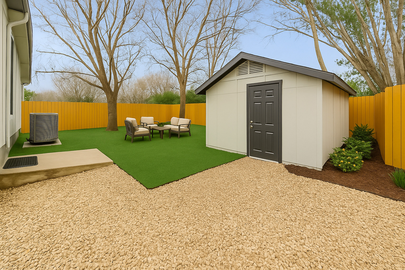 1108 Vasquez Street Austin, TX 78741 - Photo 11 of 33 *Virtual Staged*
View of shed with a fenced backyard and an outdoor hangout area