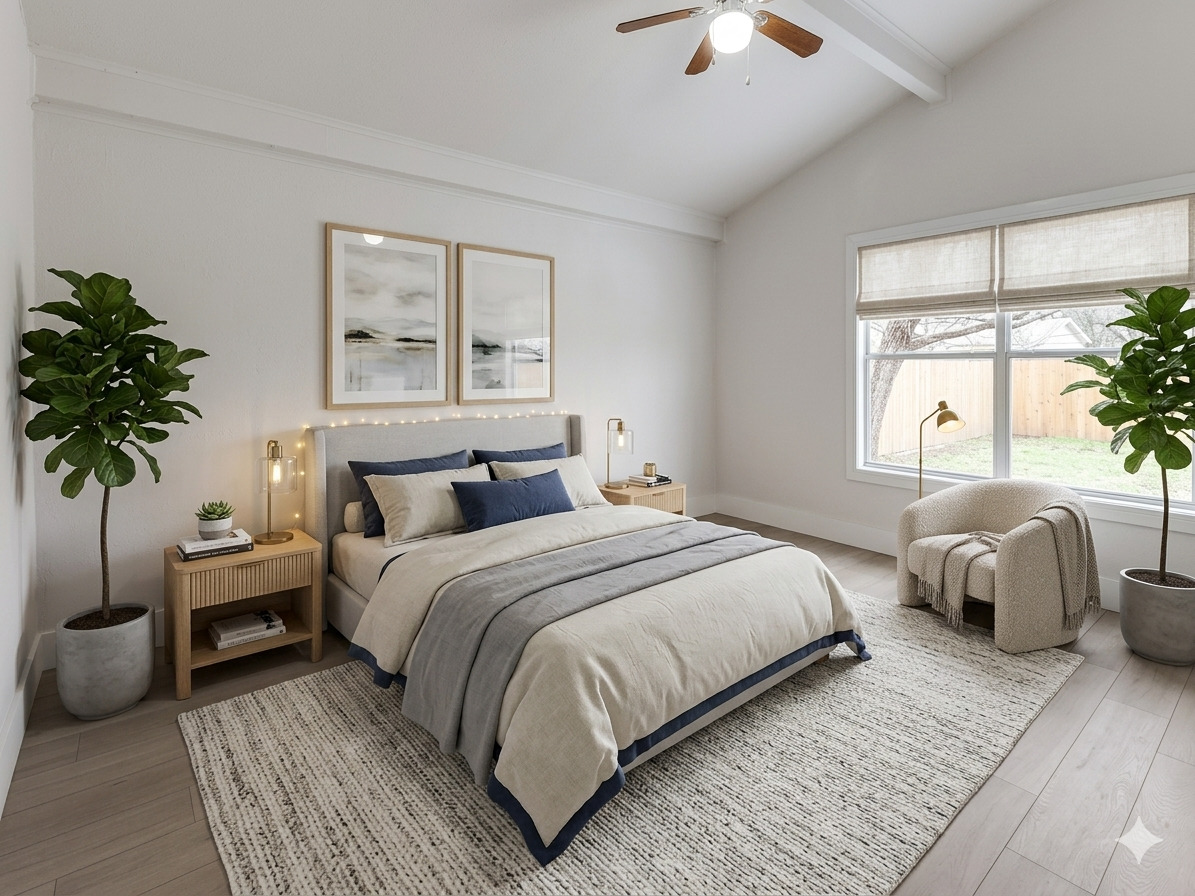 1108 Vasquez Street Austin, TX 78741 - Photo 19 of 34 Vaulted ceiling bedroom featuring wood-finish flooring