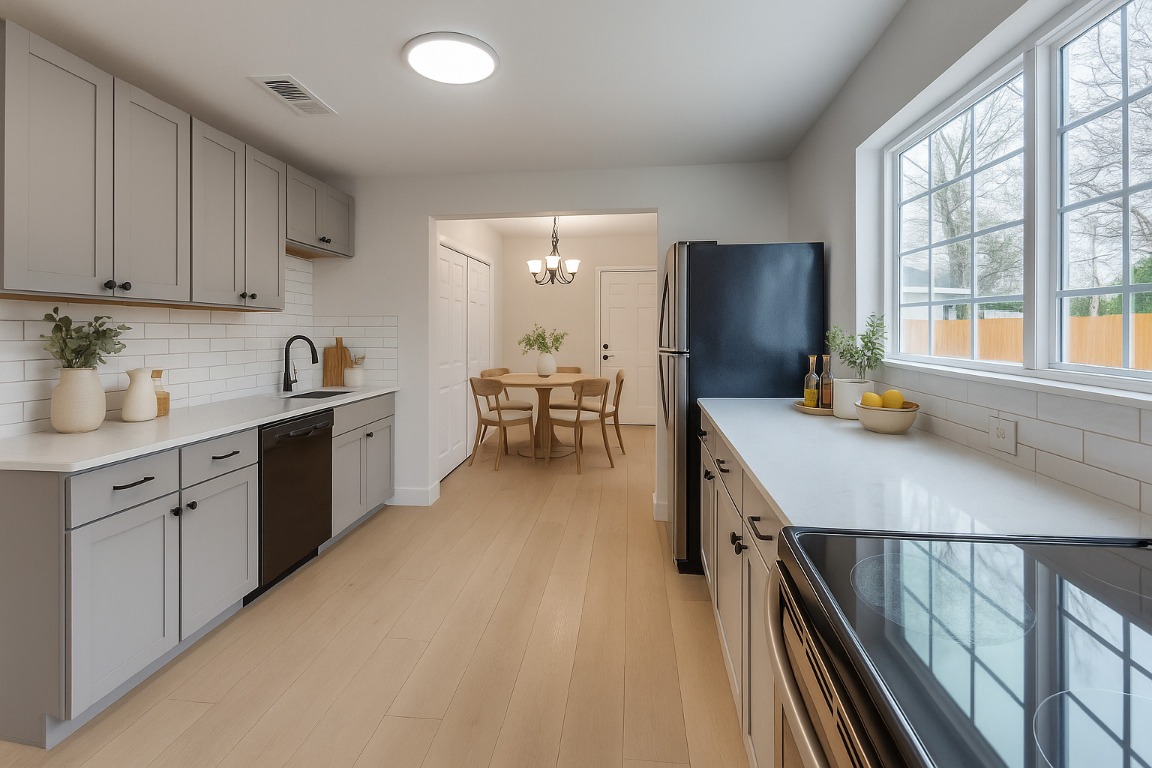 1108 Vasquez Street Austin, TX 78741 - Photo 2 of 33 a kitchen with sink cabinets and wooden floor